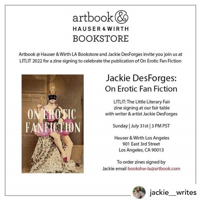 ♥️♥️♥️ Repost from @jackie__writes: Sunday July 31: you, me, a pile of erotic zines at @artbookhwla 😎